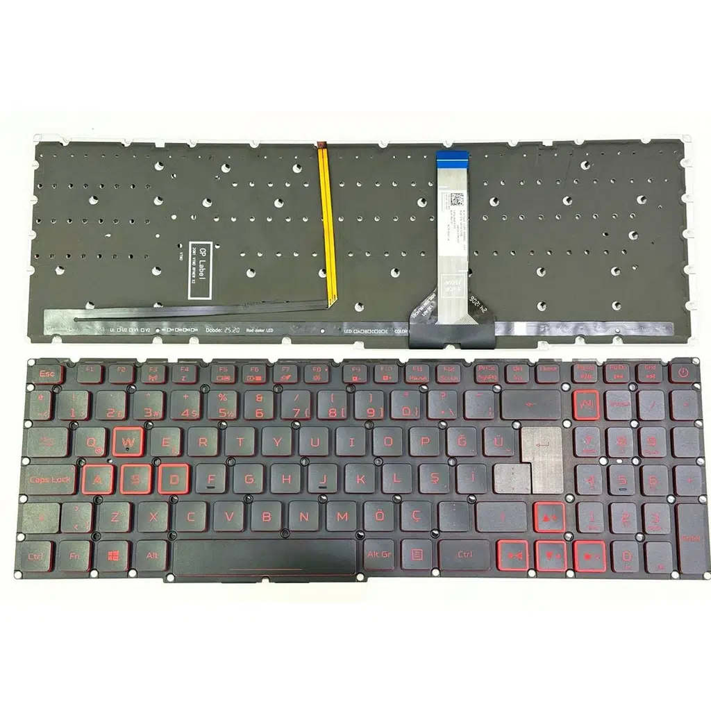 Acer Aspire Nitro 5 Predator Helios 300 Ph315-54 Ph315-55 Ph317-51 LG05P-N14BRL1 ile Uyumlu Notebook Klavye - Tuş Takımı / Siyah - TR - Backlit - Kırmızı Tuş Notebook Klavye Işıklı Siyah 