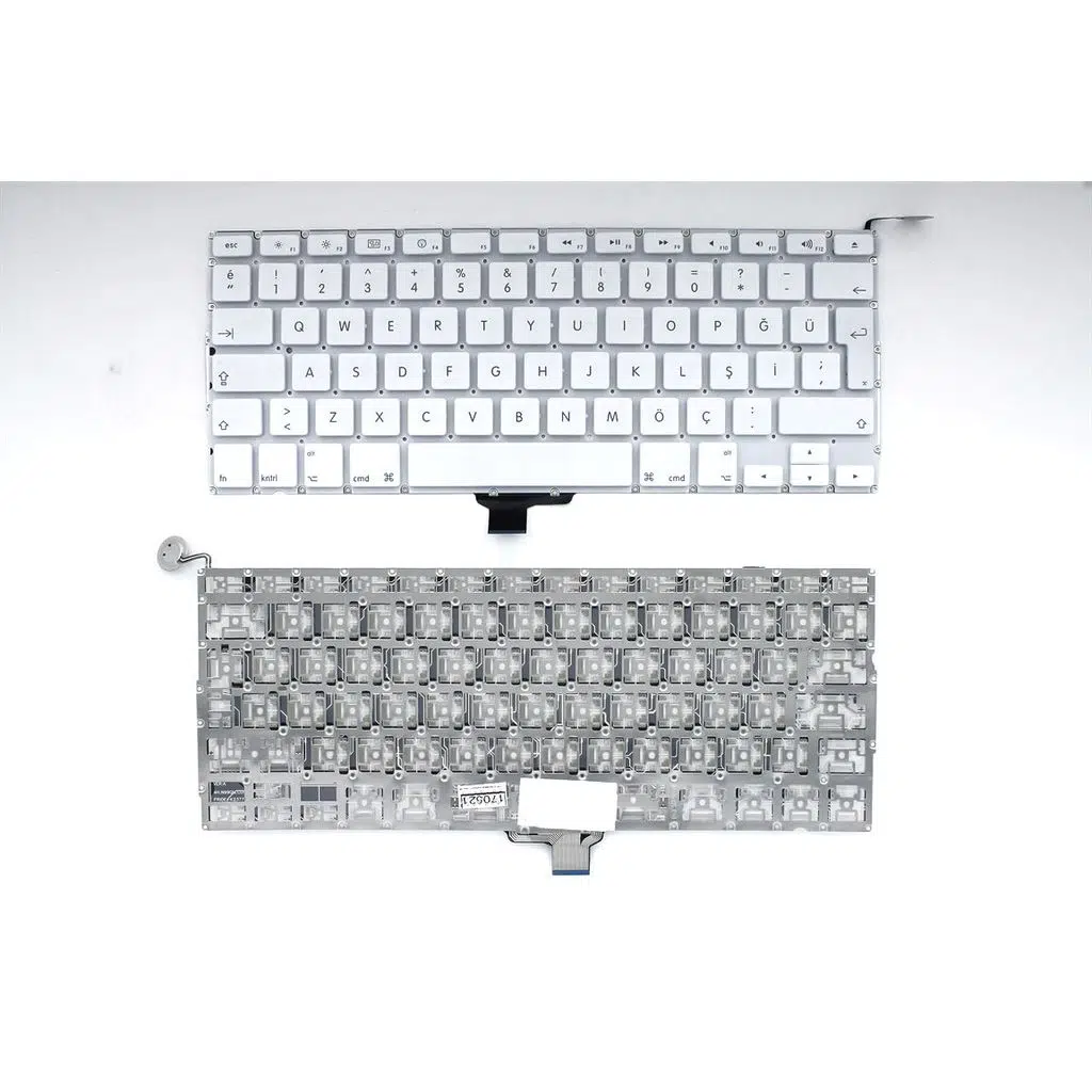 Apple MacBook A1342 ile Uyumlu Notebook Klavye - Beyaz - TR - Büyük Enter Notebook Klavye Işıksız Beyaz 